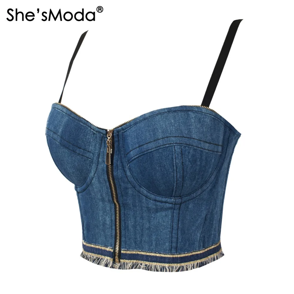 plus size denim bustier