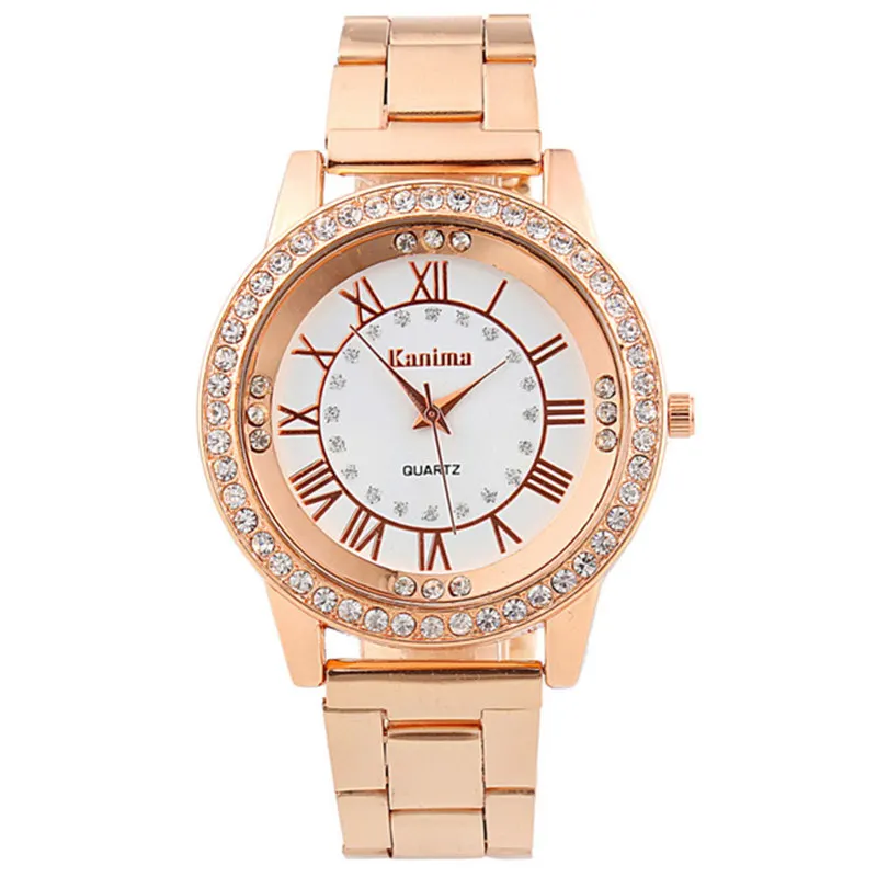 

Relogio Masculino Luxury Brands Watches Women Gold Stainless Steel Rhinestone Quartz Watch Women Dress Clock Relogio Feminino