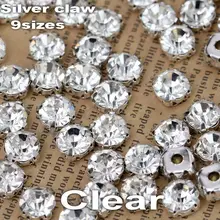 Factory direct sale 3mm 4mm 4.5mm 4.7mm 5mm 6mm 7mm 8mm 10mm Sew on Clear glass crystal rhinestone beads Silver claw diy trim