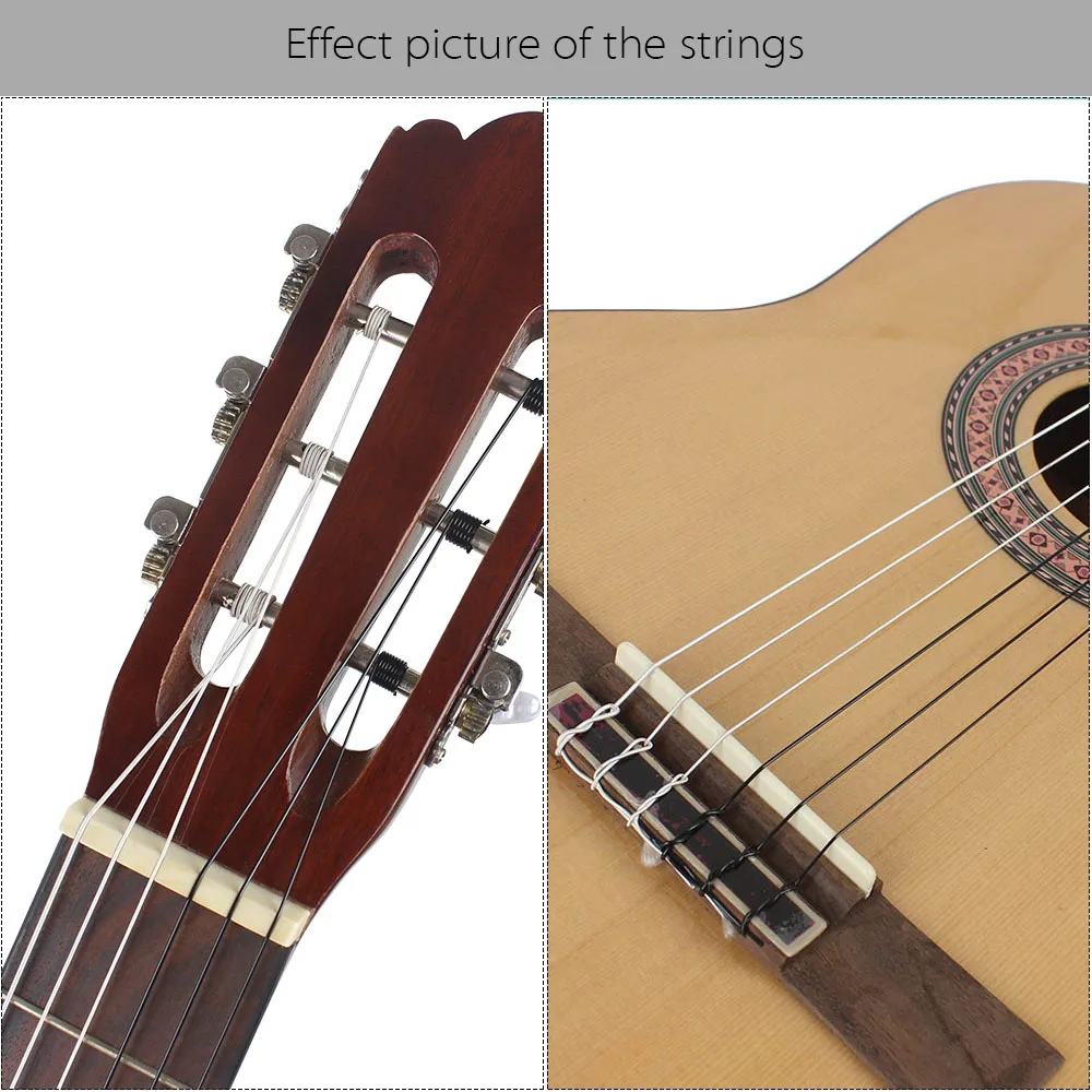 Black Nylon Core Silver-Plated Copper Wound 1st-6th(.028-.043) 6pcs  Classical Guitar Strings String Set Guitar Accessories
