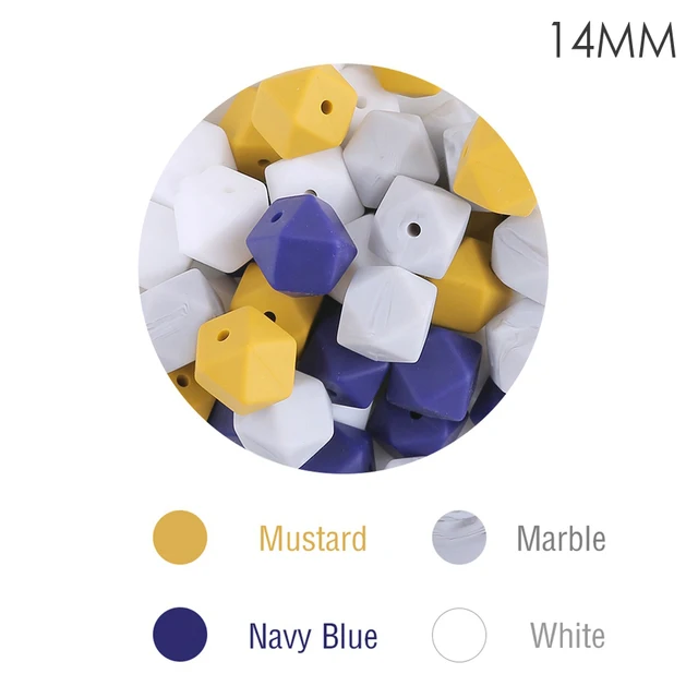 Let's Make Silicone Beads Hexagon Beads 14mm 10pc Food Grade Silicone Teether DIY Pacifier Clips Beads Necklace Baby Teether TYPE 8