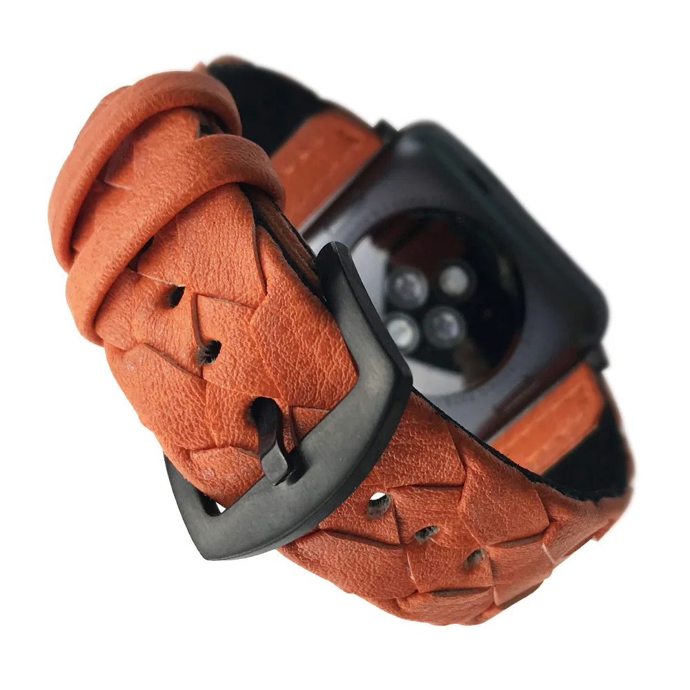 Модный кожаный ремешок с тканым узором для Apple Watch SE Band Series 6 5 4 3 браслет 40 мм 44 38 42