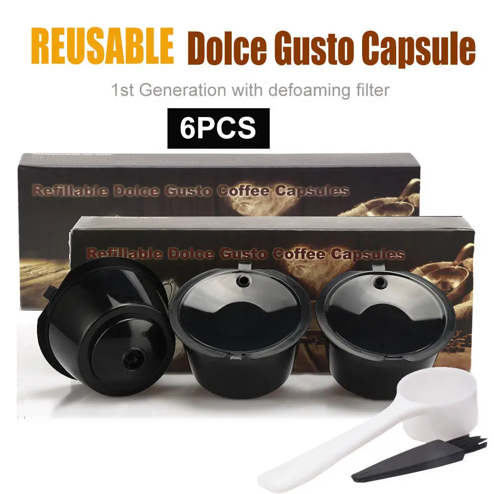 

6Pcs/pack Plastic Refillable Compatible Dolce Gusto Coffee Baskets Capsules Reusable Dolce Gusto Coffee Capsule Fliter