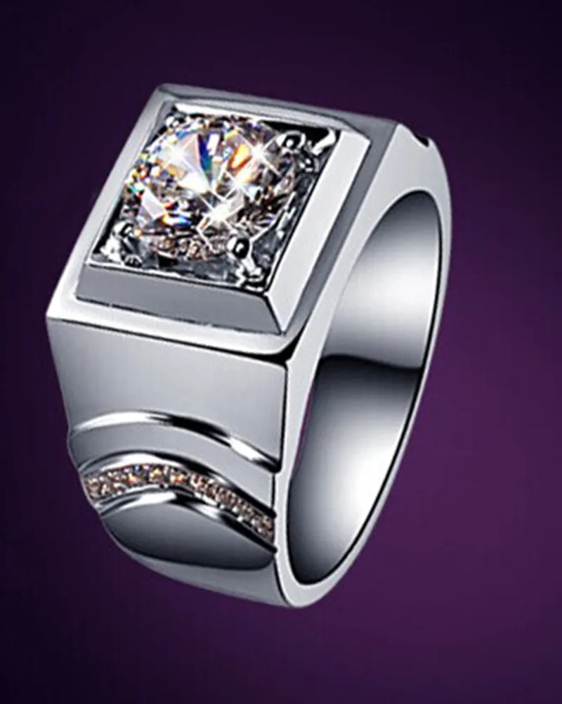 Благородные Кольца для мужчин, Стерлинговое Серебро, 1 карат, синтетические бриллианты, свадебные мужские кольца, ювелирные изделия, роскошные мужские кольца для мужчин