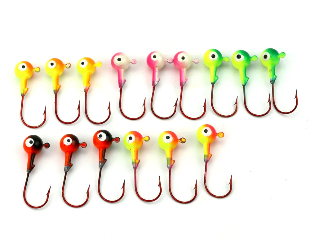 25pcs 7G Lead Head Jigs Red Hook Metal Fishing Jigging Tackle Hard Bait
