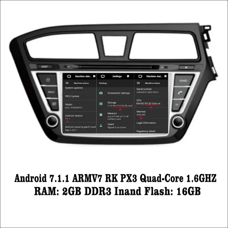 Sale Android 7.1 2G RAM For Hyundai Elite / i20 2014~2017 Car Radio Audio Video Multimedia DVD Player WIFI DVR GPS Navi Navigation 1