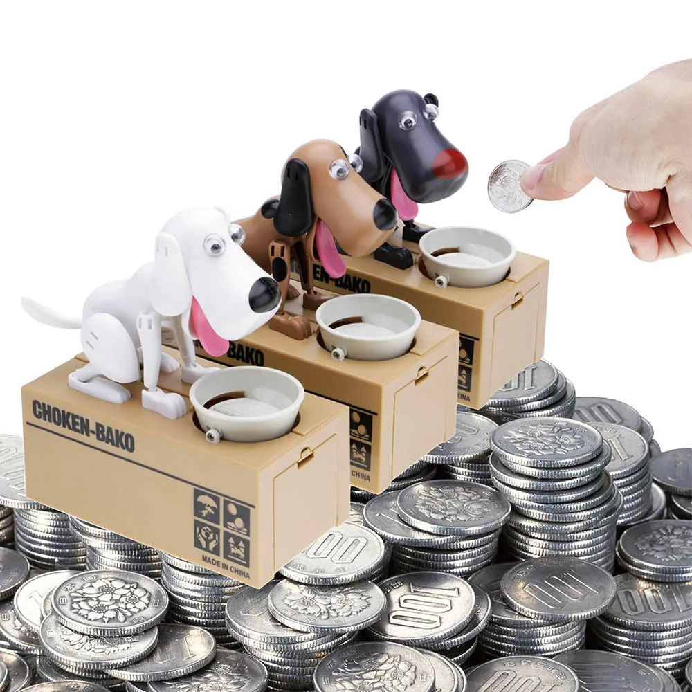 Cute Cartoon Automatic Eating Coin Hungry Dog Piggy Bank Dog Money Box
