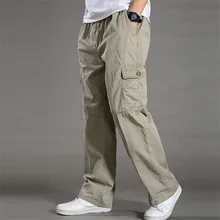 Летние хлопковые мужские брюки карго, мужские мешковатые джоггеры, тактические брюки, легкие армейские зеленые рабочие брюки, Свободные повседневные брюки, большие размеры