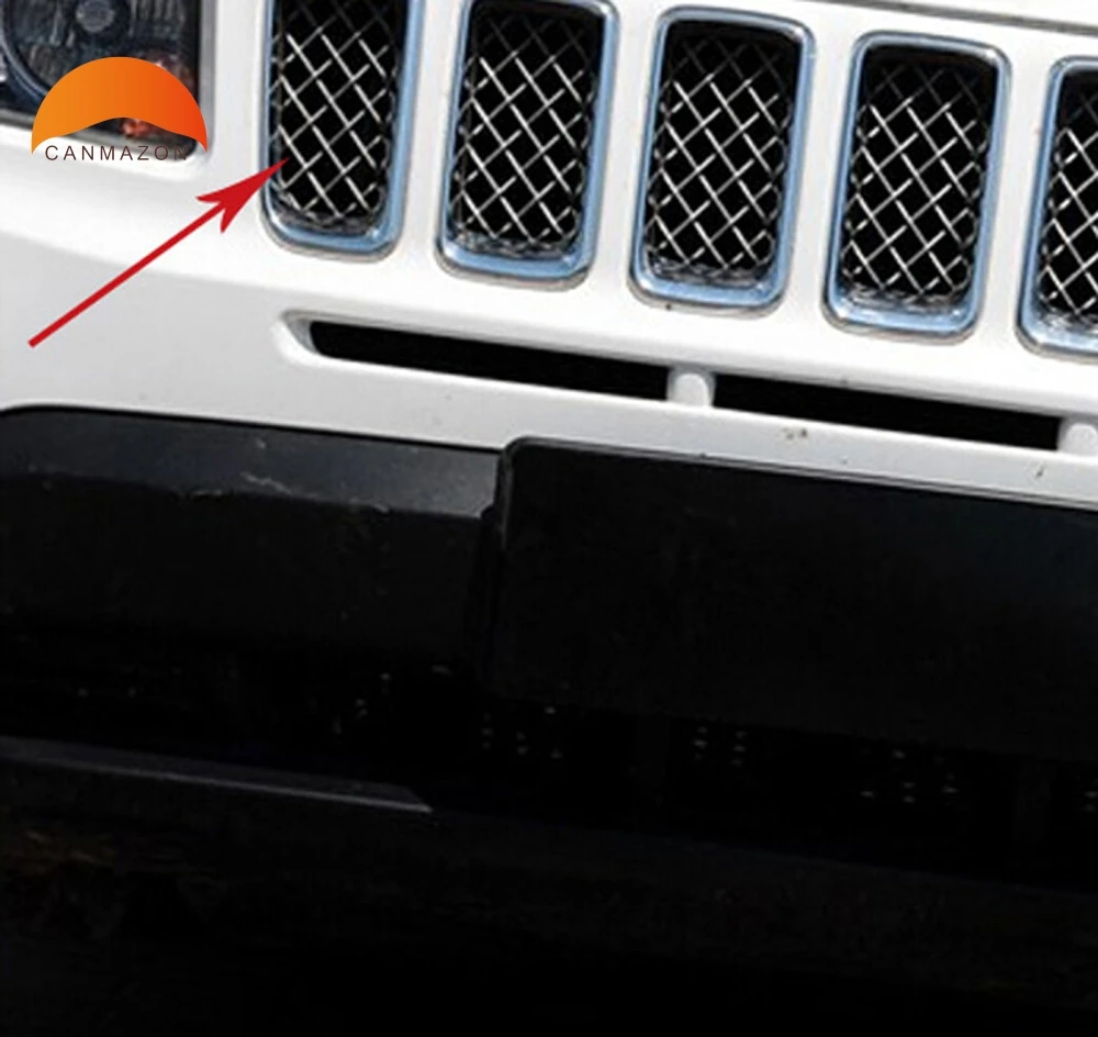 

For Jeep Compass 2011 2012 2013 2014 2015 2016 ABS Chrome Front Center Grill Around Engine Bumper Grille Cover Trim 7 PCS
