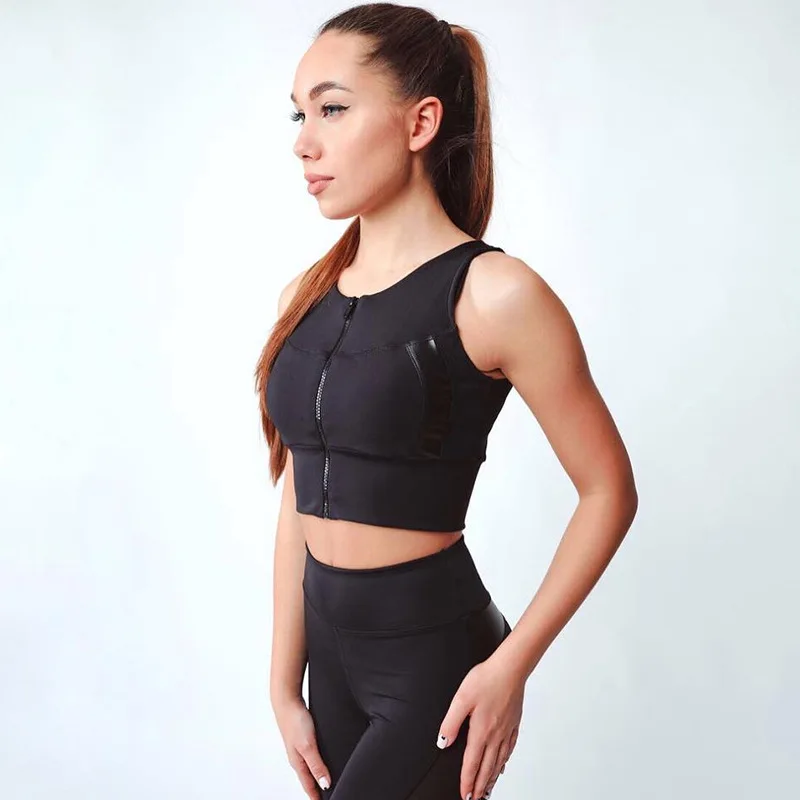 CHRLEISURE Модный женский спортивный жилет сексуальный тонкий сплошной цвет молния