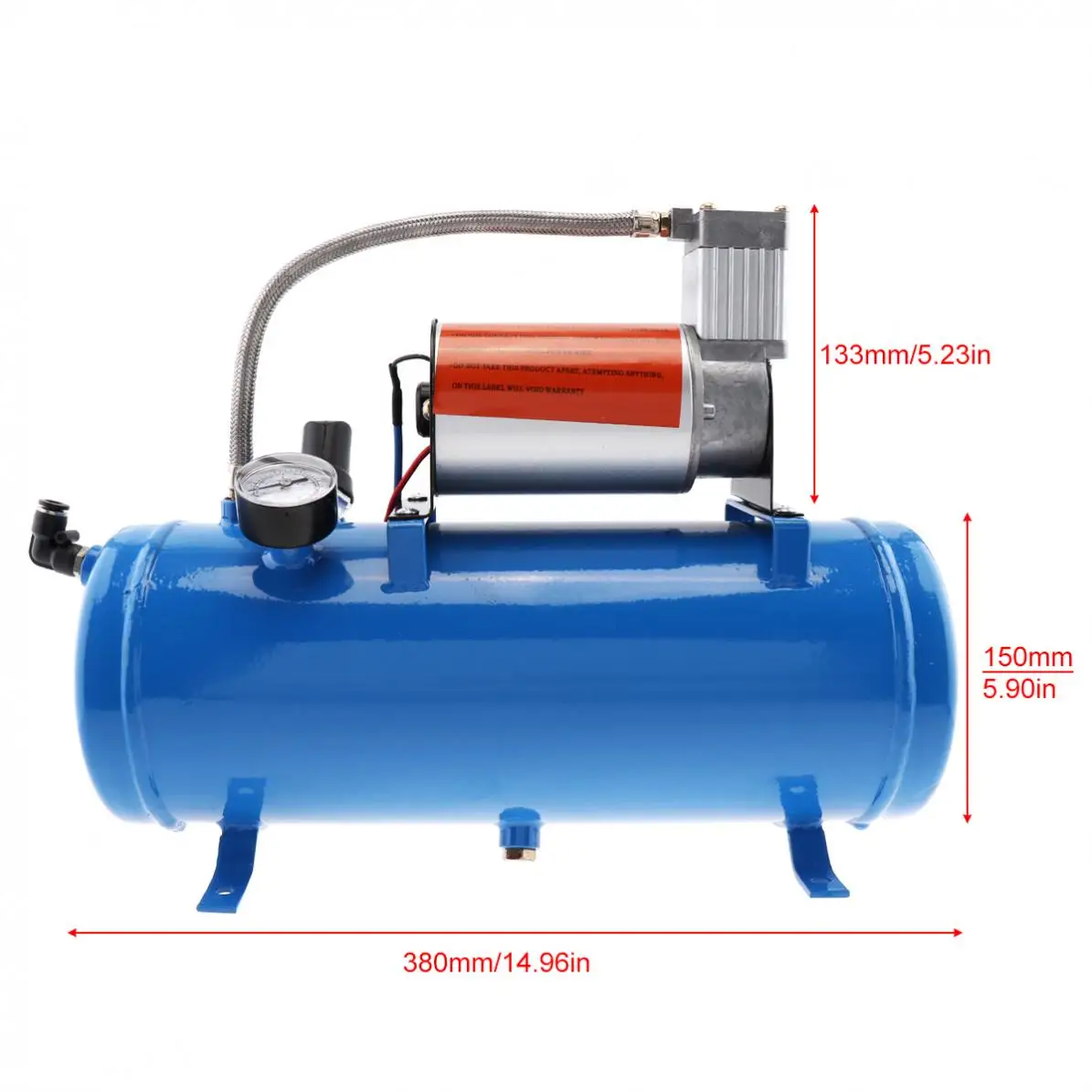 US $192.90 4 Trumpet Universal Car Air Horn 150psi 12v 6l Mini Electric Air Horn Compressor Kit Blue Tank Gauge For Car Train Truck