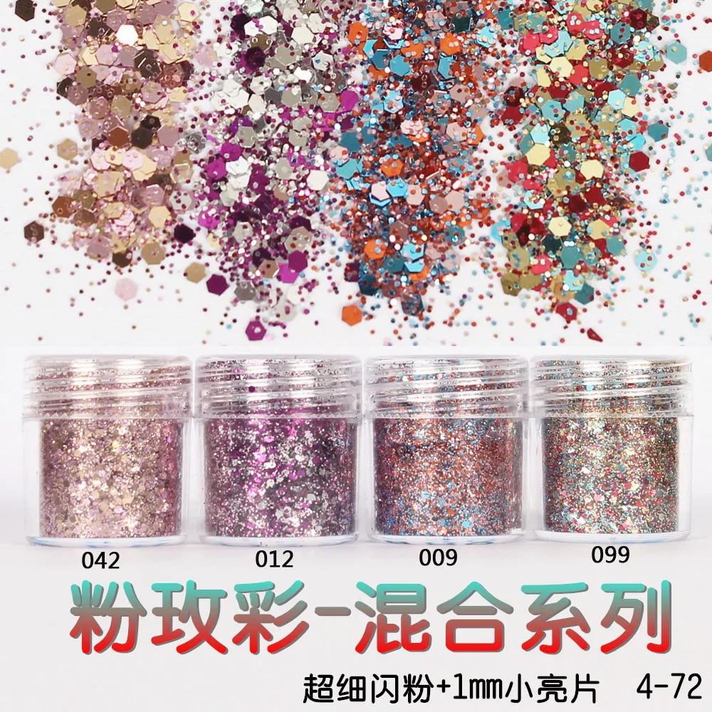 

Pink Irridescent Glitter Nail Art Sequins Paillette Jars Nail Accesories Hexagon Glitter Powder10ML DIY Nail Designs