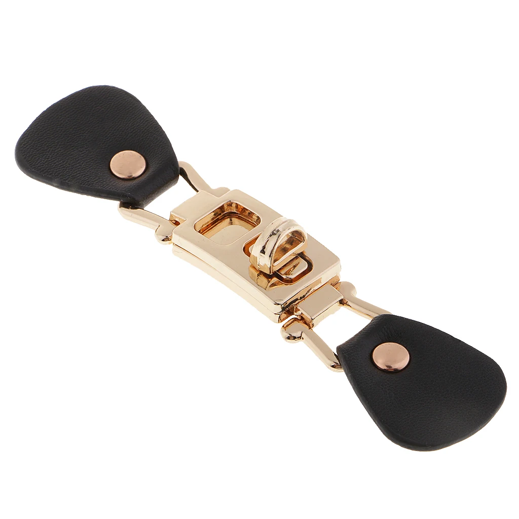 1 Pair Black PU Leather Alloy Snap Sewing Toggle Button Bag Coats Fastener for Clothes Decor
