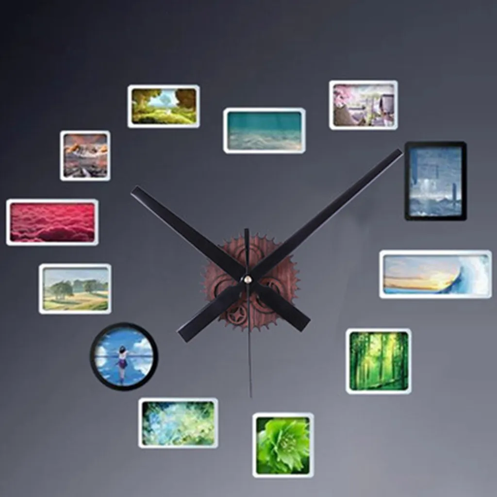 

12 Inch Retro Wood Gear Wall Clock DIY Big Pointer Creative Time Wall Clock Sweeping Movement Wall Clocks Silent Dazzling