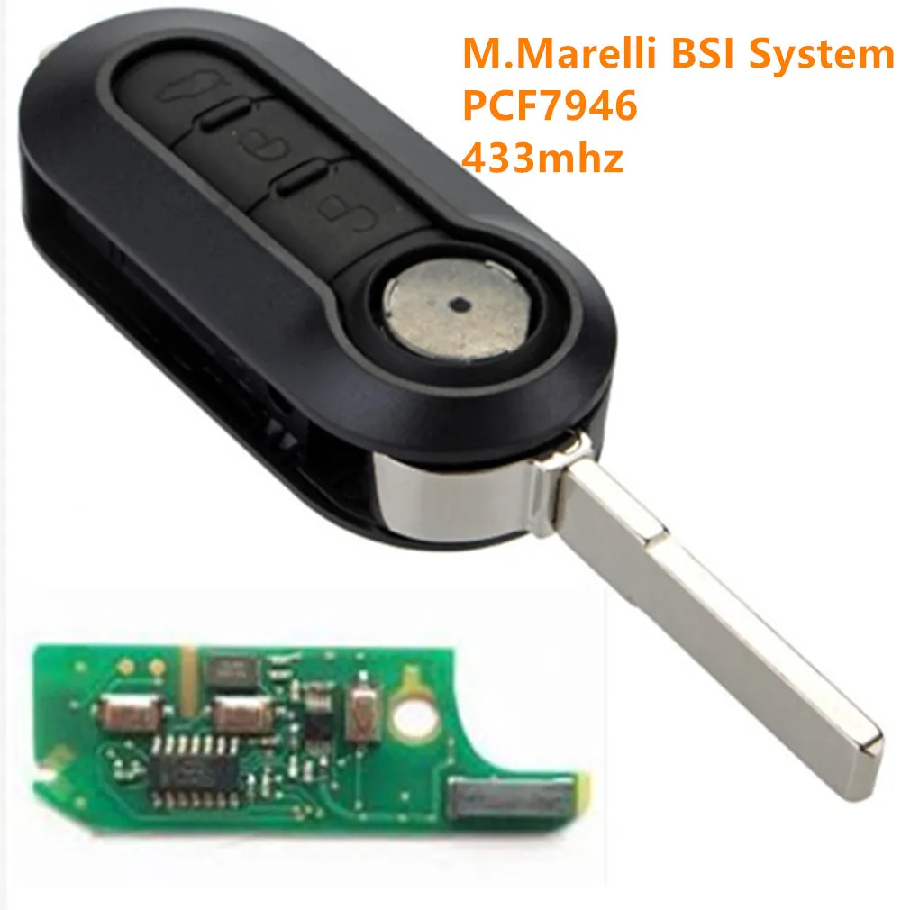 3 кнопки дистанционного Ключа PCF7946 ID46 чип 433 МГц профиль ключа: SIP22 для FIAT: Ducato, Bravo, 500L ключ(M. Marelli BSI система