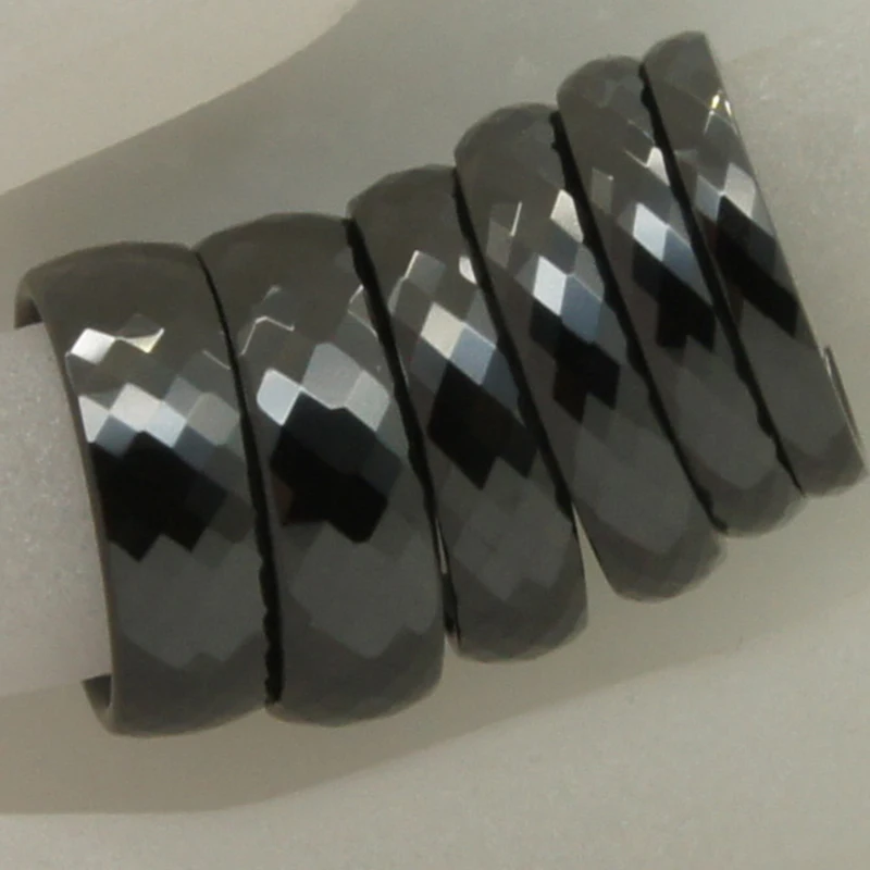 

forever classic 7mm width multi facet black hi-tech scratch proof ceramic ring 1pc