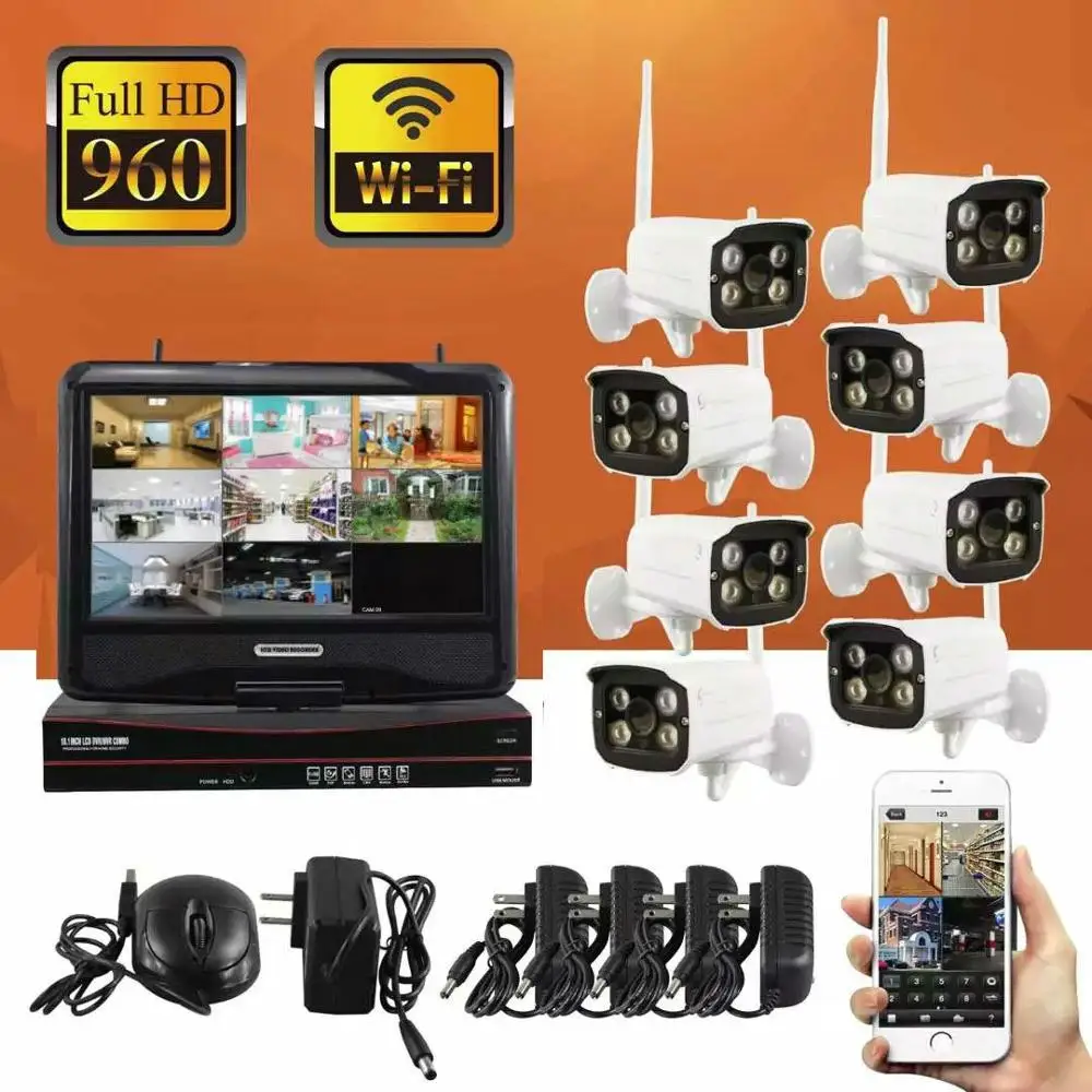 

SmartYIBA 10inch NVR 8CH Camera Kits 960P CCTV Camera Security System Wireless WIFI APP Remote Control P2P Video Surveillance