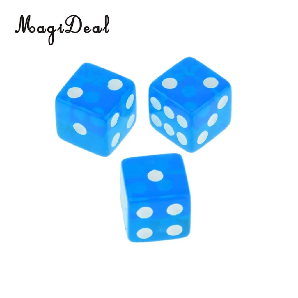 MagiDeal High Quality 100 x Translucent 16mm Six Sided Spot Dice RPG Games for Funny Party Club Dice Sport Game 5 Colors Choose