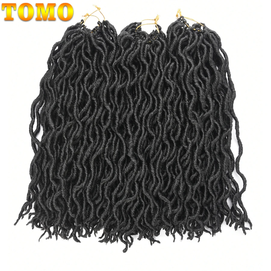 TOMO Faux locs вьющиеся плетеные пряди 18 дюймов 24 пряди Синтетические накладки косички для волос черный блонд цвет