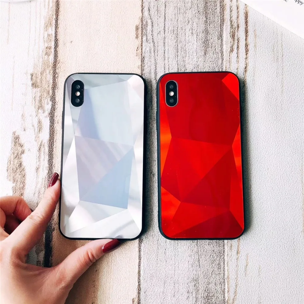 HUANQING Luxury 3D Rhombic Phone Case for iPhone 6 6S Plus 8 7 Plus Fashion Simple Bling Diamond Cover  for iPhone X Xs Max XS XR Case06