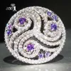 Joyería YaYI de corte princesa para niñas, anillos de compromiso de Color plata y circonita púrpura de 5,9 quilates, anillos de corazón para boda, anillos regalos de fiesta ► Foto 3/6