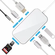 DZLST USB концентратор USB C PD зарядка HDMI USB 3,0 кардридер 3,5 мм аудио адаптер для Macbook samsung S9/S8 Thunderbolt 3 док-станция