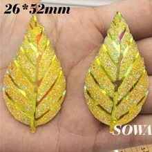 Frete grátis 20 PCS Size52 * 26 mm amarelo AB cor folhas resina natator Scrapbooking para DIY / casamento / artesanato de