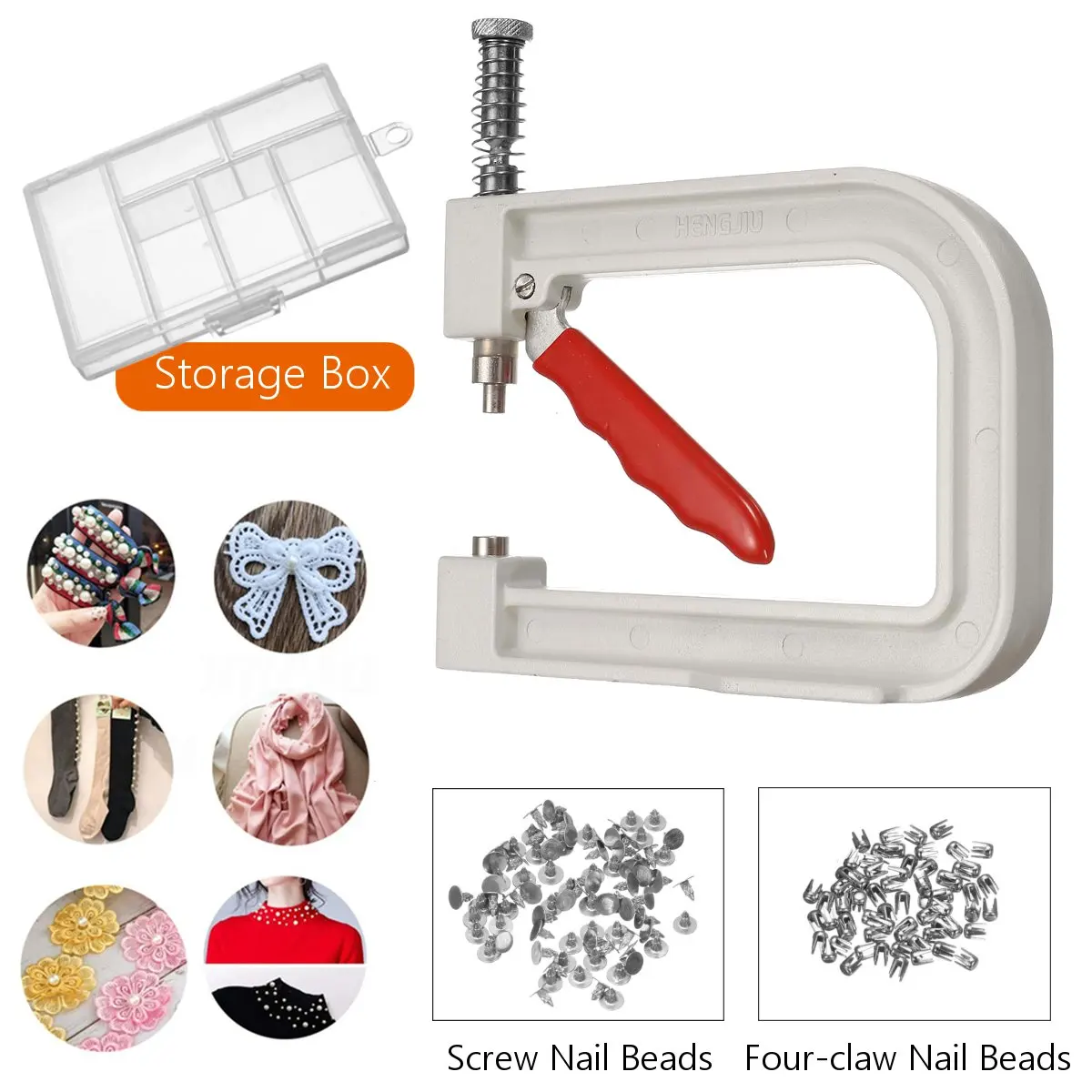 

Manual DIY Pearl Bead Attach Machine Pearl Fix On Garments Clothes Decoration Jewelry Tools Set Repair Kit Sewing Accessories