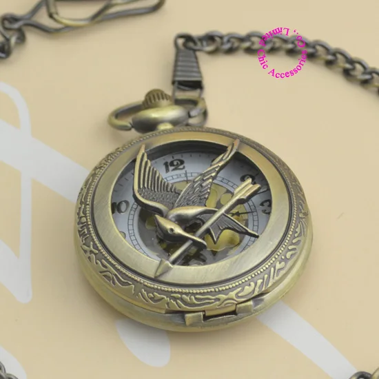 Модные женские винтажные карманные часы для Голодных игр девушек и женщин с