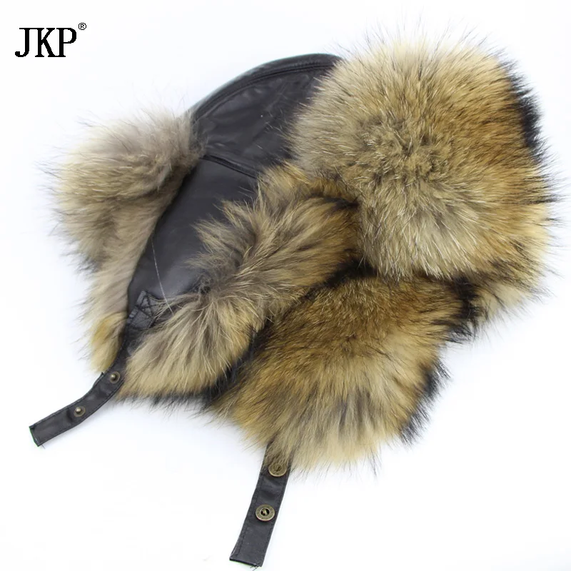

Star Men's Fur Hats 2017 Genuine Fox Fur Skin Maple Genuine Lei Feng Men's Bomber Hats Winter Genuine Leather Russian Top HJL-08