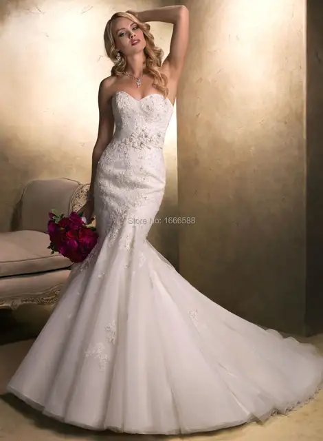 Online Shop Free Shipping Wd 1353 Strapless Lace Mermaid Wedding