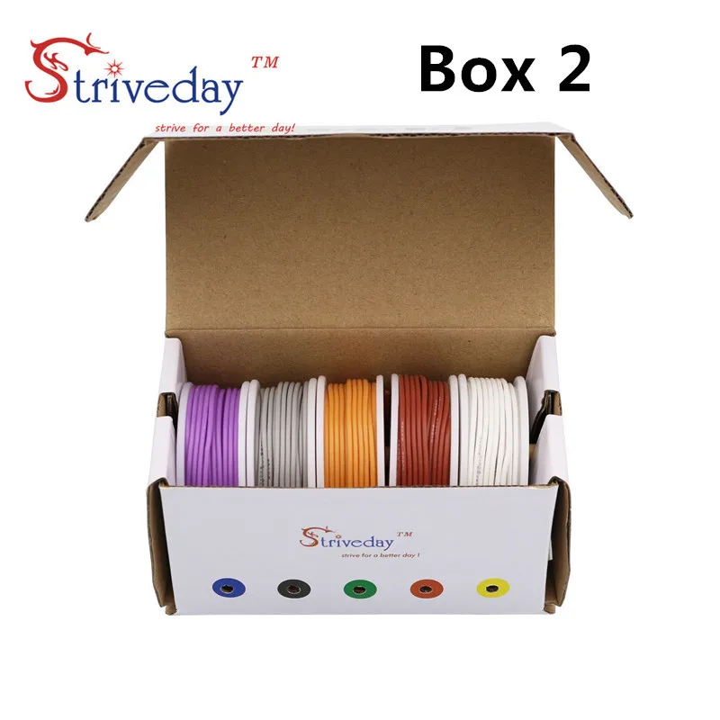 Гибкий силиконовый кабель 28AWG 100 м 10 цветов(коробка 1+ коробка 2 многожильный Комплект проводов) Электрический провод луженая медная линия DIY