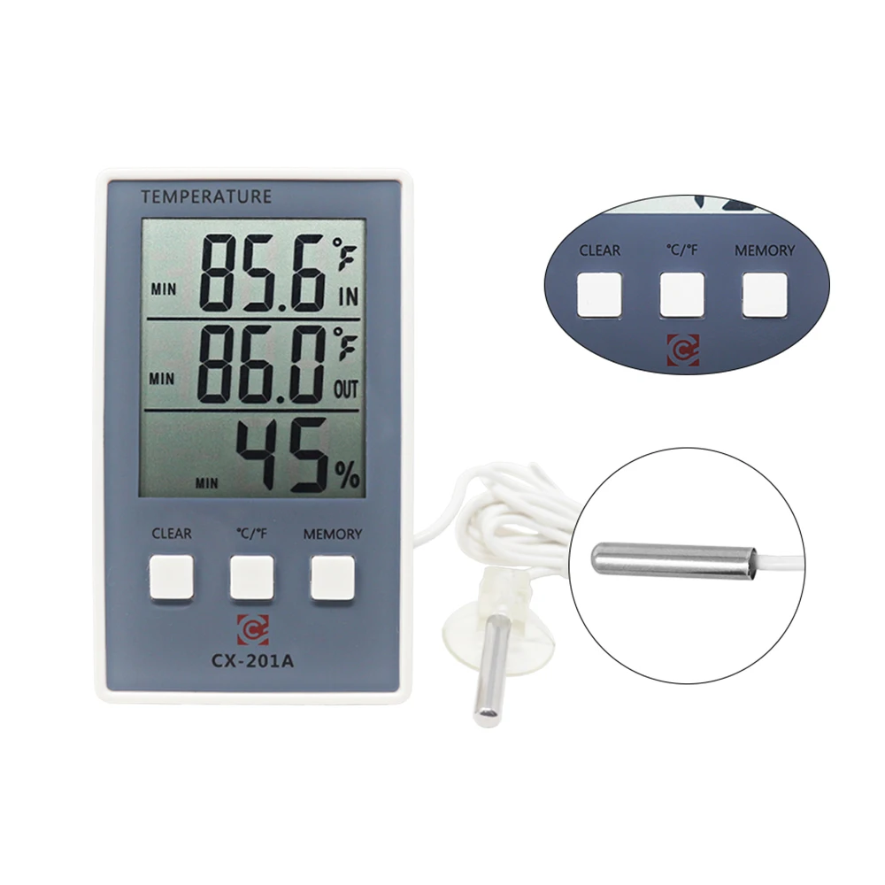 Digital Thermometer Hygrometer Indoor Outdoor Temperature Humidity Meter C/F LCD Display Sensor Probe Weather Station