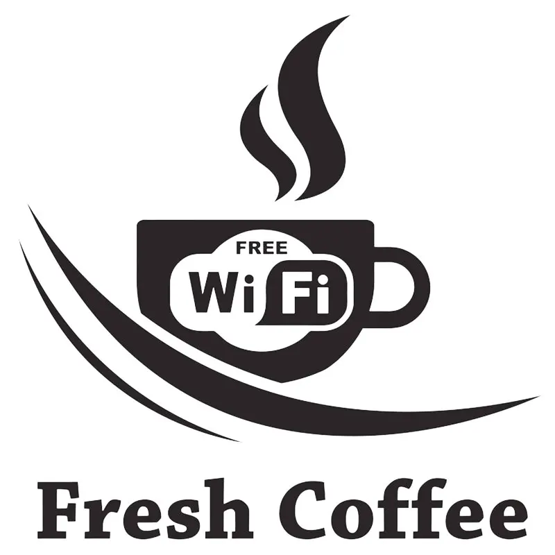 Бесплатная Wifi чашка Кофейня виниловая оконная Наклейка кафе бар магазин знак