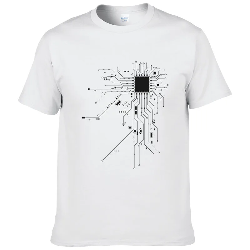 Cpu Core Heart Футболка мужская повседневная для компьютерщика, геймера PC Nerd Hacker летняя футболка с коротким рукавом хлопок футболки европейский размер - Цвет: White