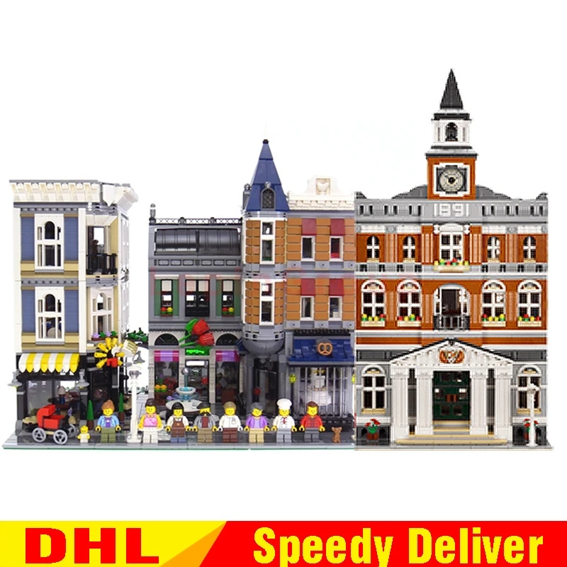 

Lepin 15003 town hall + Lepin 15019 MOC Creative The Assembly Square Model Building Blocks Bricks lepins Toy Clone 10224 10255