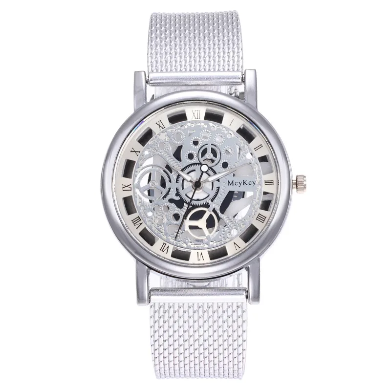 

Erkek saatler Men Watch Top Brand Luxury Wristwatch Silver transparent Hollow Out Men Women Watches relogio masculino Clock
