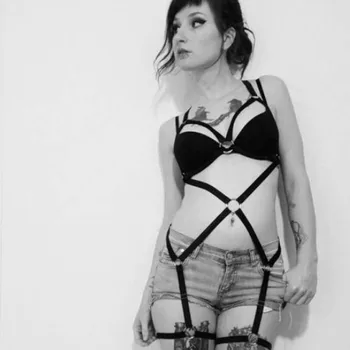 

New Fashion Design Punk Leather Garter Harness With Adjustable Waist Belt for Sexy Women or Girls Fetish Harness