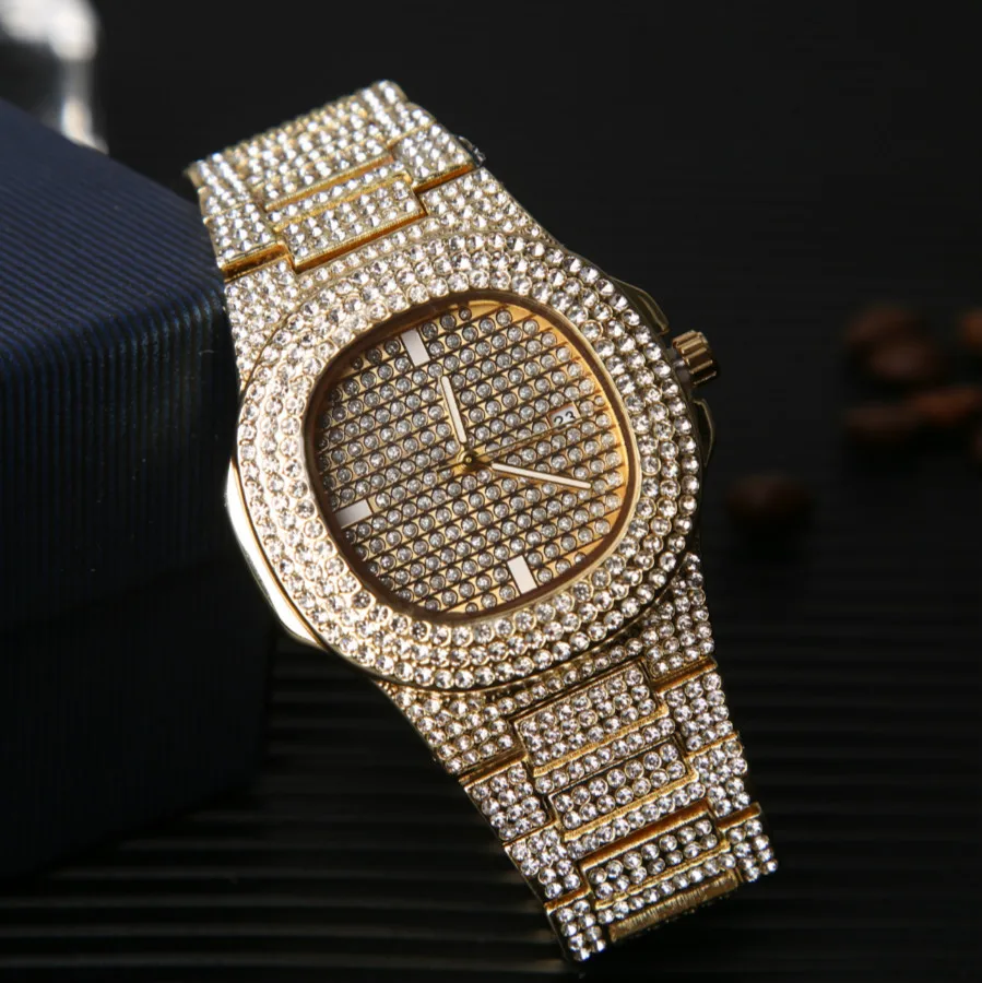 silver diamond watch mens