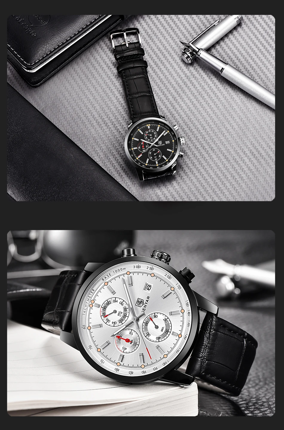 BENYAR брендовые модные спортивные часы с хронографом Reloj Hombre ремешок из нержавеющей стали Кварцевые военные часы Relogio Masculino