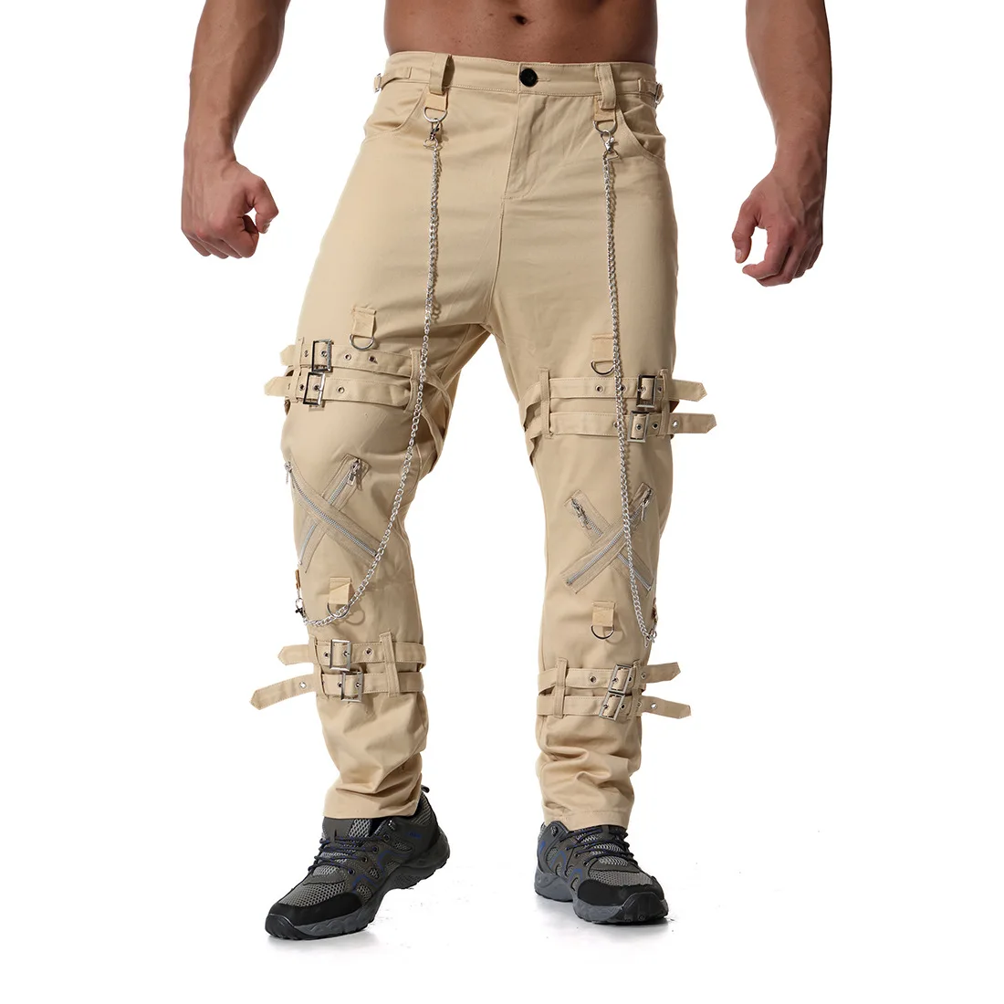 Винтажные хип-хоп готические панковские брюки, брюки-карго, мужские военные брюки, повседневные рабочие брюки, тонкие мешковатые брюки с карманами