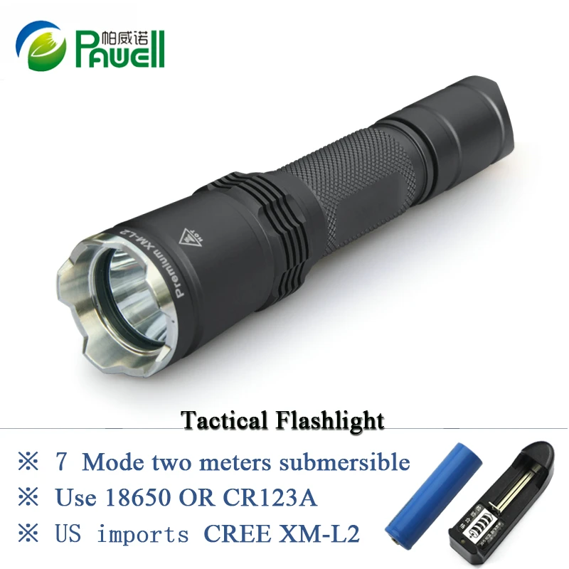 

Tactical Flashlight Cree Led Torch Xm-l2 Linternas Waterproof Ipx-8 7 Mode Cr123a Or 18650 Rechargeable Battery Lights latarka