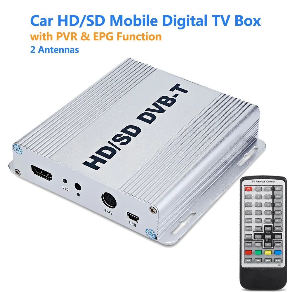 Автомобильный тв бокс DVB T мобильный цифровой приемник TM99B PVR EPG HD/SD UHF/VHF 2 антенны