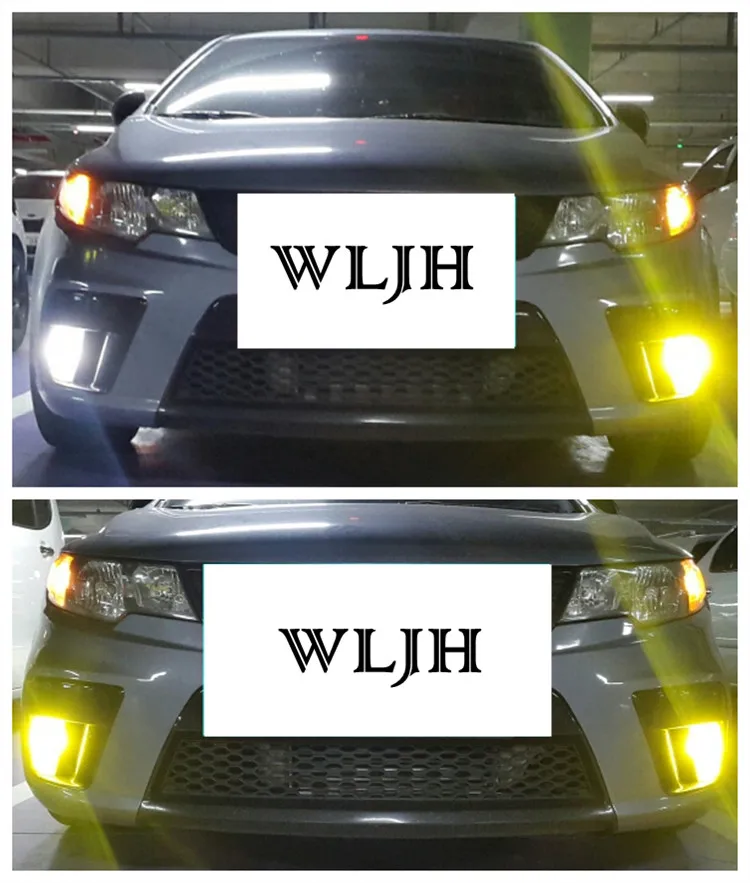 WLJH 2pcs 30W 700lm Car Light H8 H11 H9 COB LED Bulbs Car Styling Automobiles Driving Fog Lamp Bulb Light 9V-30V Golden Yellow