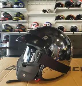 Image 5 - Neue marke moto spiegel splitter helm chrom casco capacete moto rcycle helm 3/4 open gesicht vintage moto kreuz helme S ~ XXL