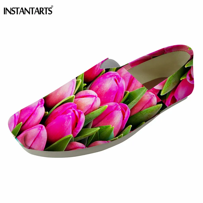 

INSTANTARTS Novelty Tulip Design Women's Casual Flat Shoes Fashion Breathable Loafer Shoes Girls Ladies Summer Slip On Lazy Shoe
