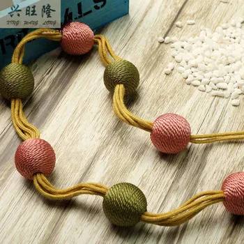 

XWL 1Pcs 80cm Hand-woven Curtain Hanging Rope Window Tieback Buckle Hook Curtain Accessories Bandage Lashing Bind Textile Decor