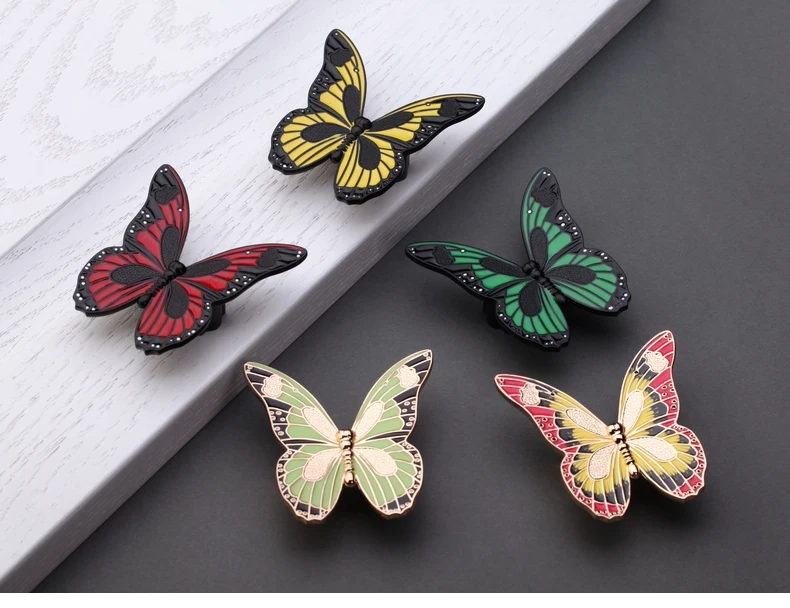 

Colorful Butterfly Knobs Pulls Drawer Kitchen Cabinet Knobs Pulls Handles Antique Bronze Decorative Furniture Knob Pull Hardware