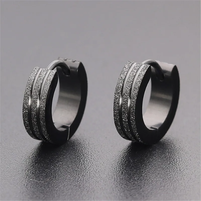 New Trendy Blue Color Ear Piercings For Women Men Stainless Steel Cool Stripe Scrub Stud Earrings Fashion Jewelry wholesale | Украшения и