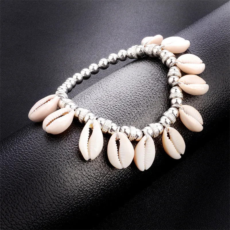 NEW Beads anklets for women Cowrie Beach Anklet Natural Shell and Wood Beads Bohemian Ankle Bracelet Sandals Pulseras J28#N (1)